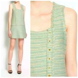 Zara Mint Green Summer Tweed Dress 👗